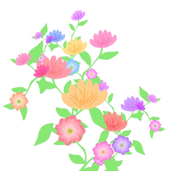 手绘花插画花卉花边边框装饰素材