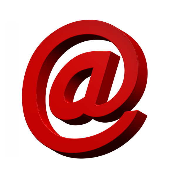电子邮件的标志从红色字母集白色隔离