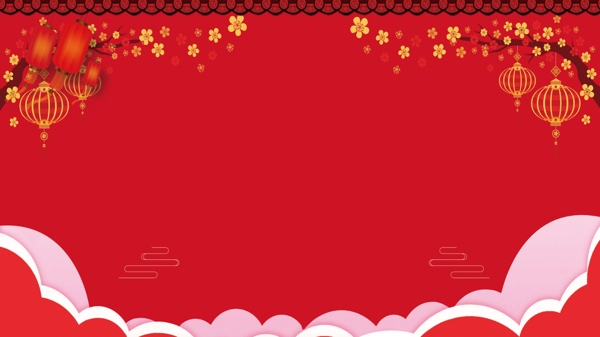中国剪纸风猪年背景设计