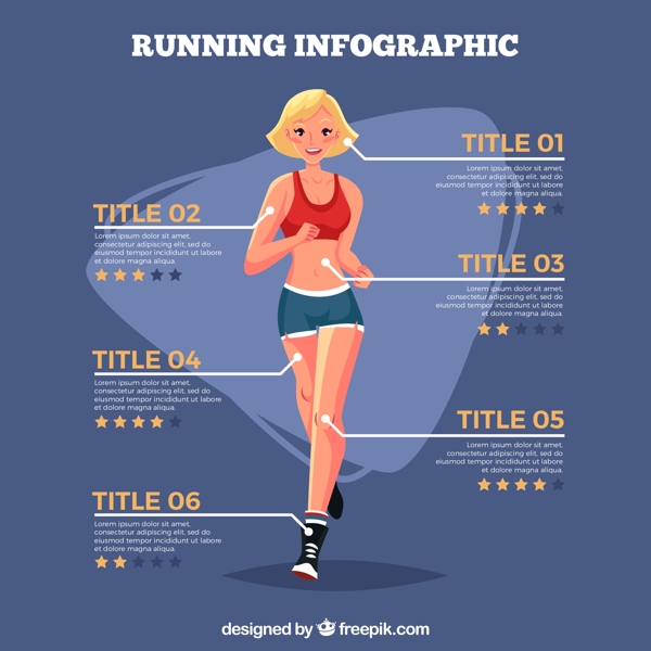 创意跑步健身女子信息图矢量图