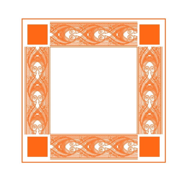 原创欧式复杂严肃边框套图橙色可商用元素