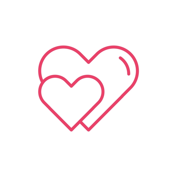 玫红色线性双爱心情人节图标