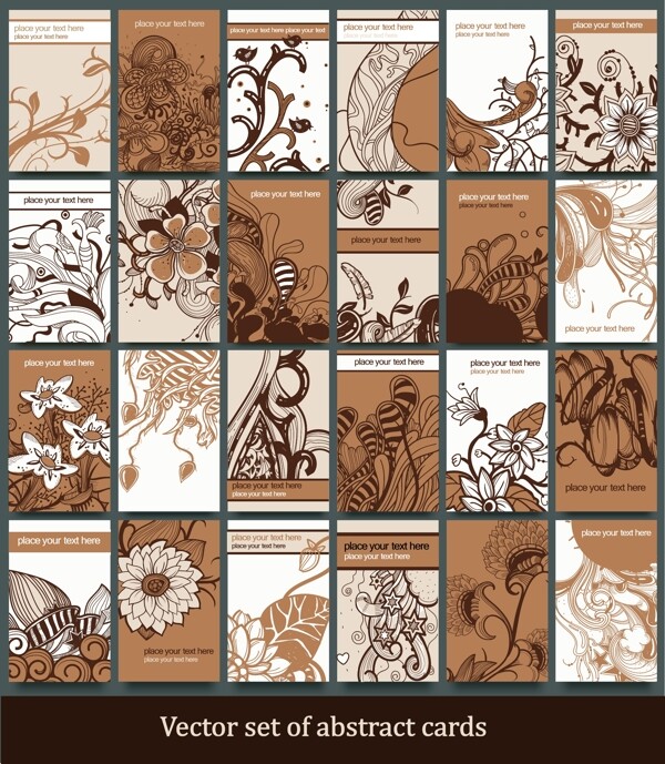古典花纹花朵名片卡片设计矢量素材