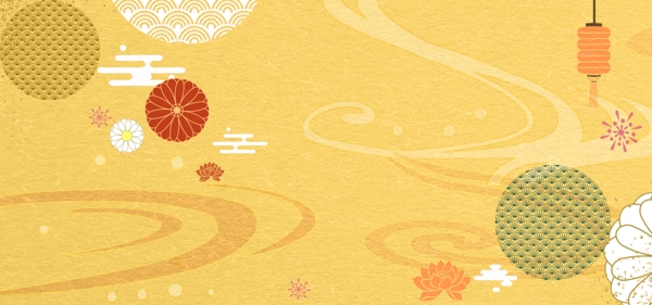 古风黄色日式和风纹饰背景图片