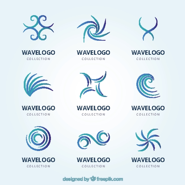 九个抽象设计波纹标志