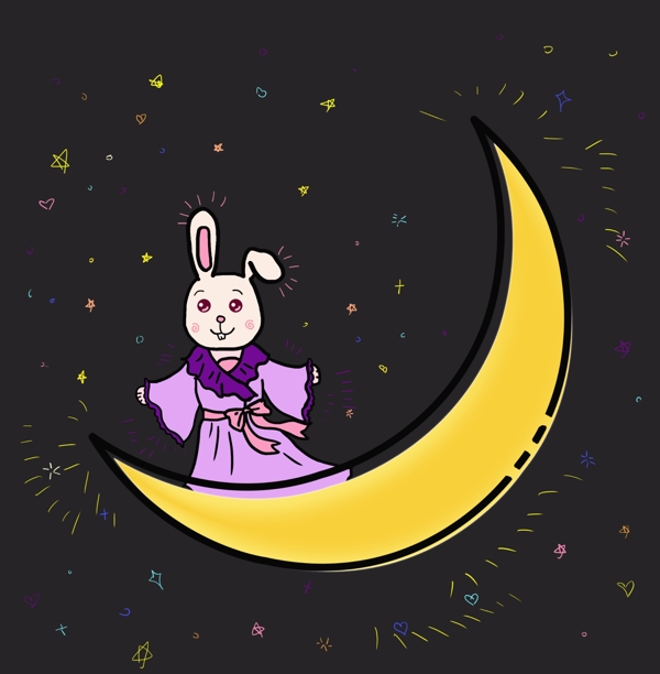 中秋节月亮上的小兔子可商用元素