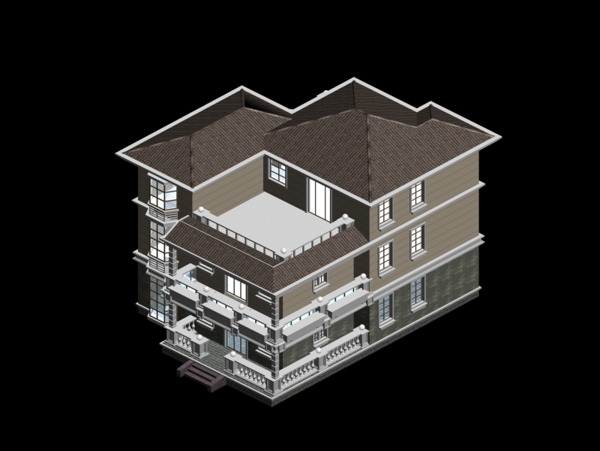 现代豪华别墅建筑群3D效果图