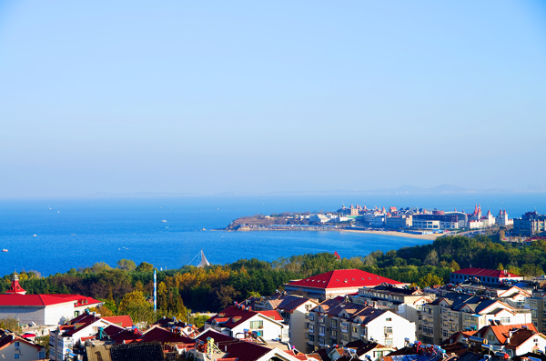 烟台远拍海景图片