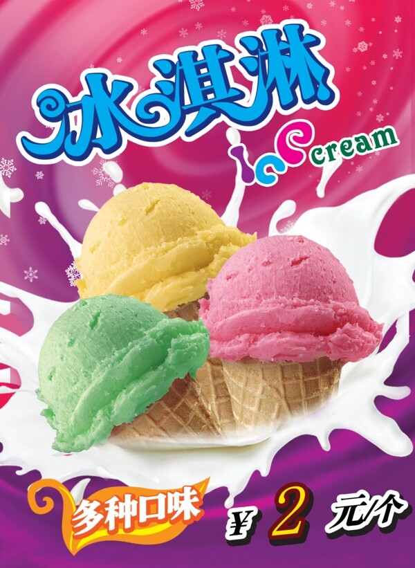 冰淇淋冰激凌店铺海报