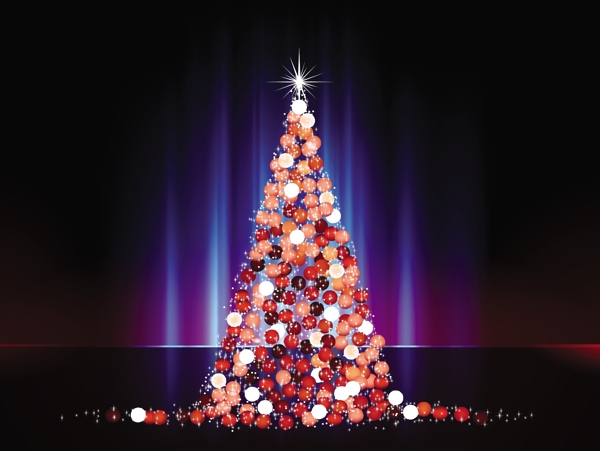 闪闪发光的圣诞树抽象的装饰物装饰免费矢量