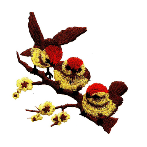绣花动物鸟类梅花树枝免费素材