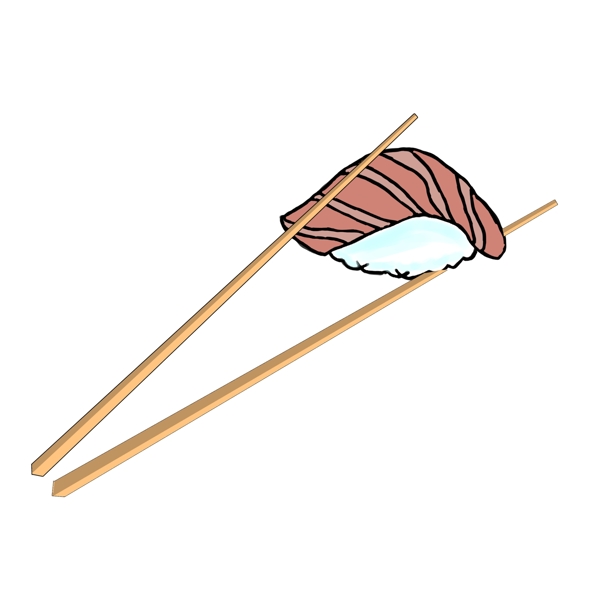 筷子夹起寿司插画