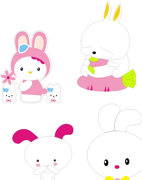 矢量粉色兔子图片