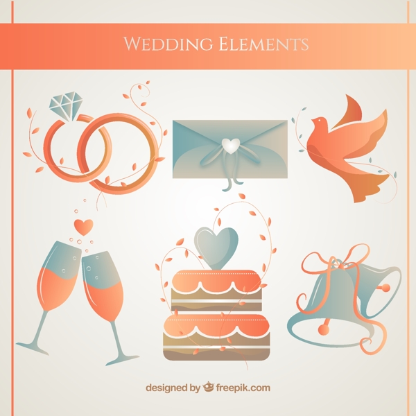 6创意婚礼元素矢量图标