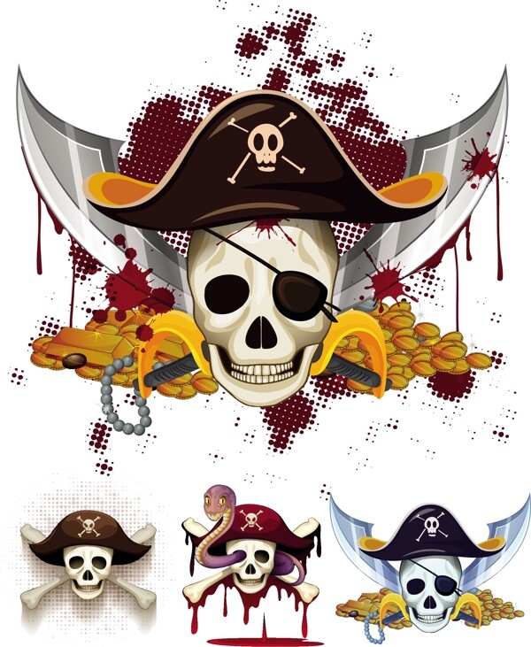 海盗主题标志与头骨
