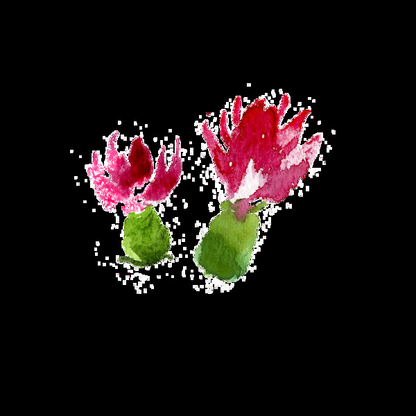 水彩手绘蔬果花朵透明素材