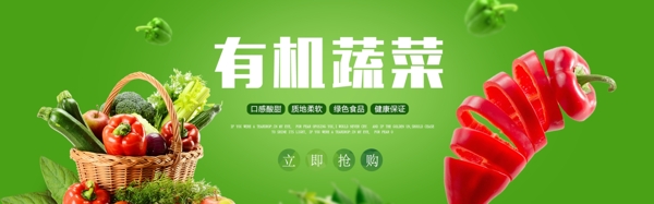 绿色有机蔬菜绿色时尚简约风海报PSD