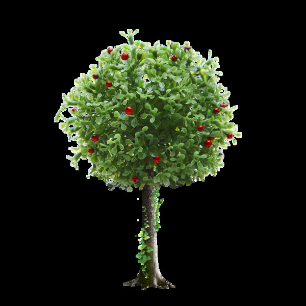创意绿色大树png元素素材
