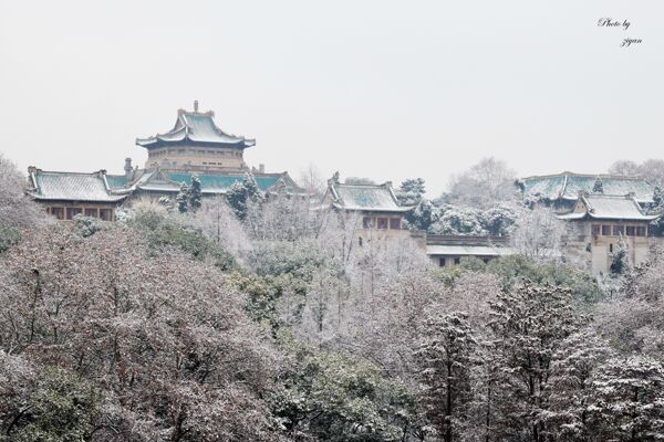 武汉大学樱顶雪景