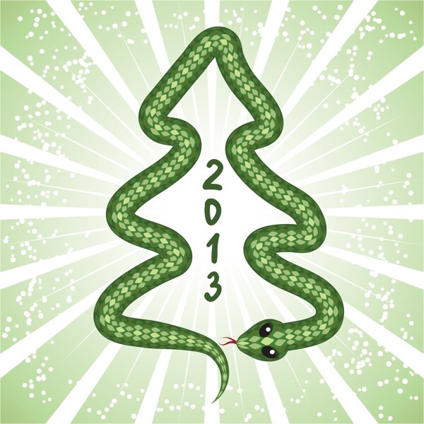 蛇形圣诞树形状矢量素材