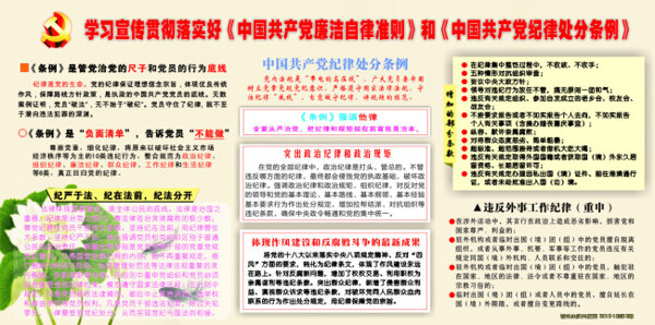中国廉洁自律准则和纪律处分条例板报