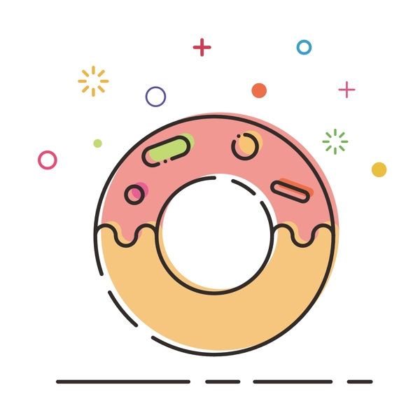 MBE插画风格0卡通甜甜圈简笔画手账素材