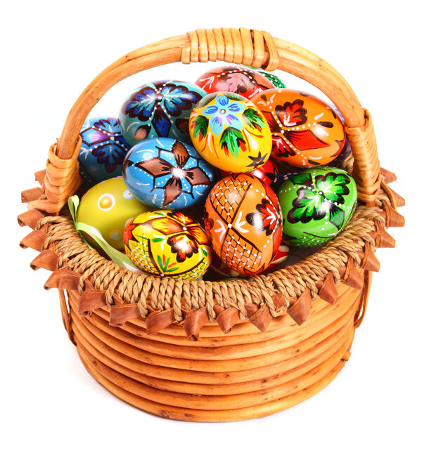 装满复活节彩蛋的篮子图片