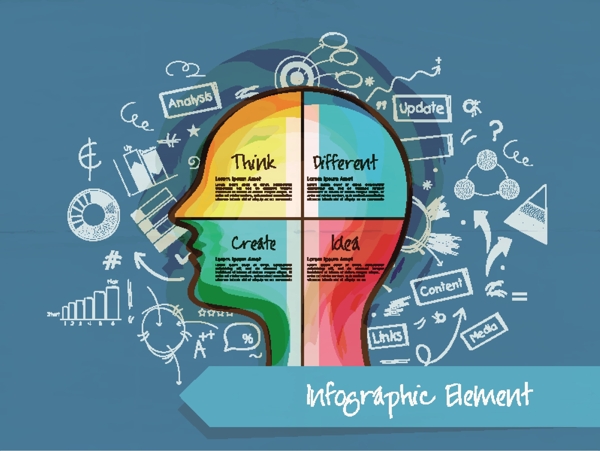 创意大脑商务信息图矢量图
