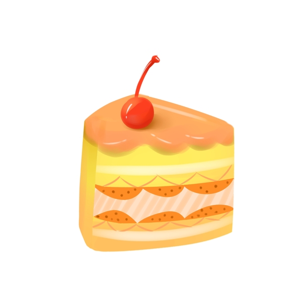 美食之香橙夹心樱桃蛋糕甜品卡通手绘
