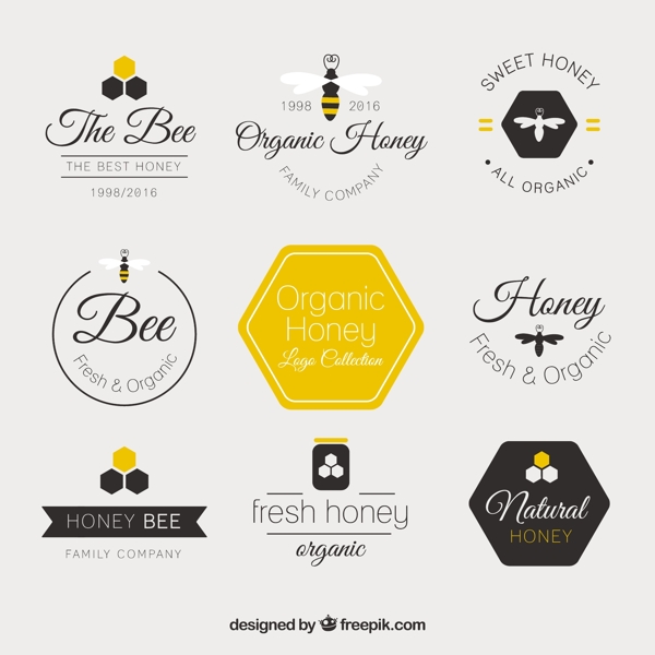 美丽的平坦的蜂蜜标志