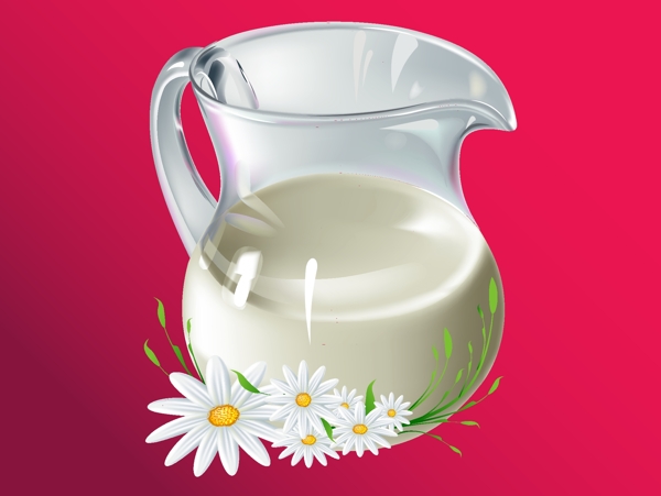 闪光的雏菊矢量牛奶玻璃罐