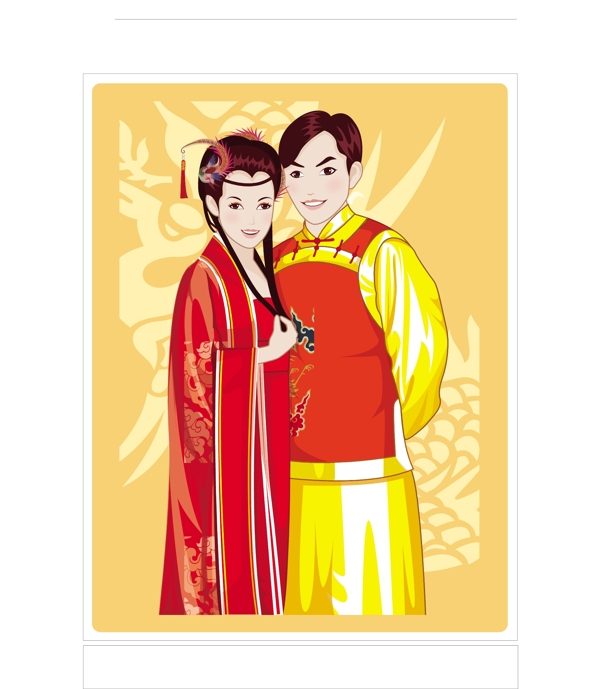 中国传统新婚夫妇AI矢量图03