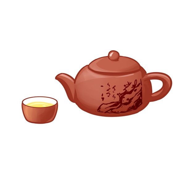 卡通茶壶茶杯素材元素图片