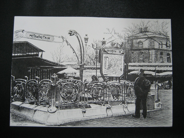 钢笔画巴黎地铁站图片
