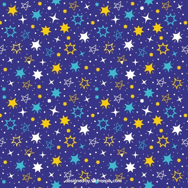 深蓝色图案有各种各样的手绘星星
