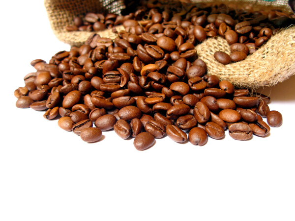 咖啡豆与麻袋图片