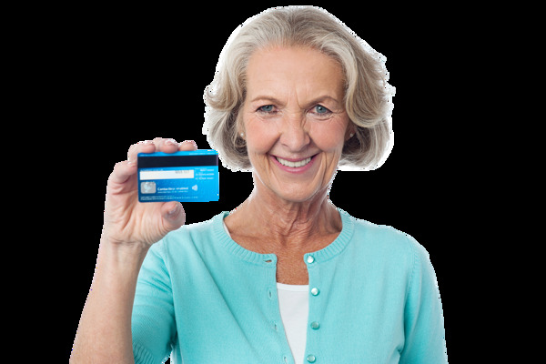 举着信用卡的老奶奶图片