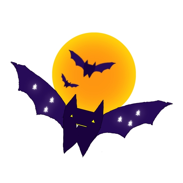 万圣之夜蝙蝠与月亮可商用元素