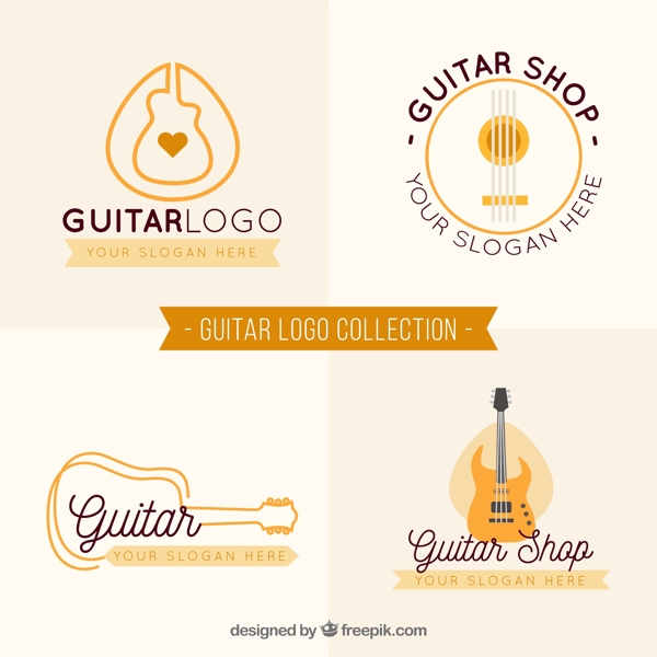 创意吉他标志logo设计模板