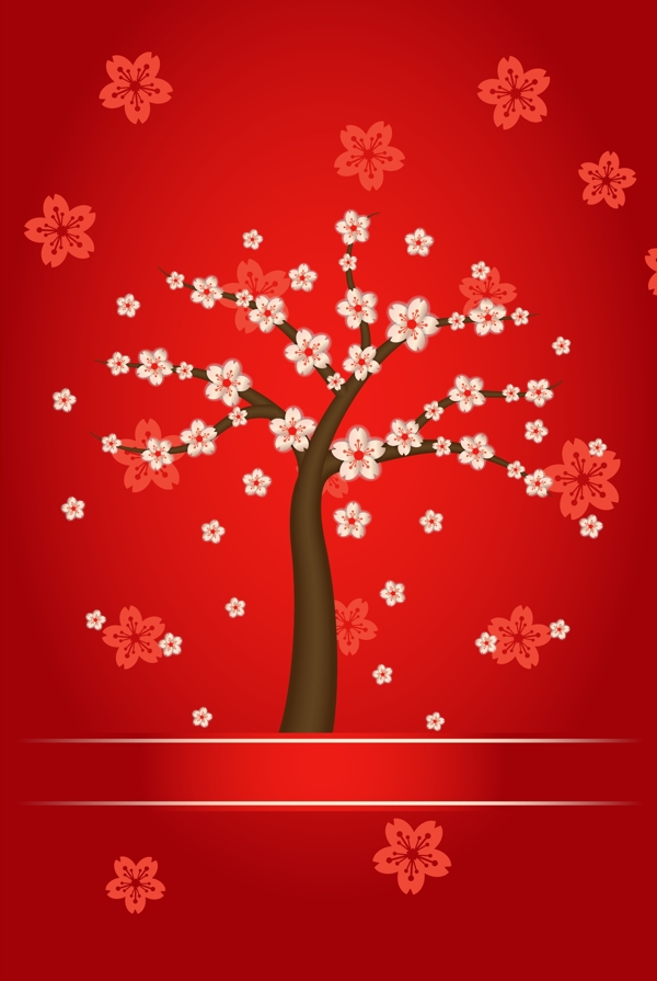 红色喜庆花卉海报背景
