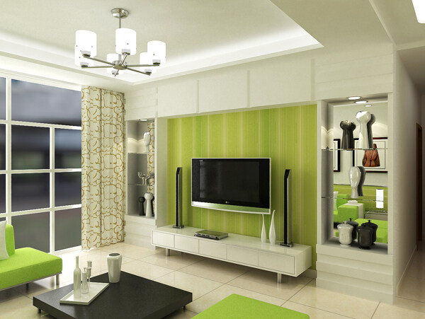 绿色主题室内设计效果图图片