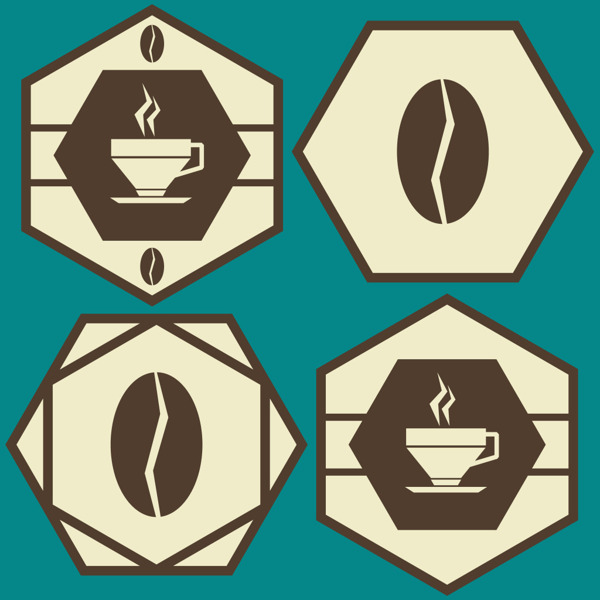 六边形咖啡图标矢量