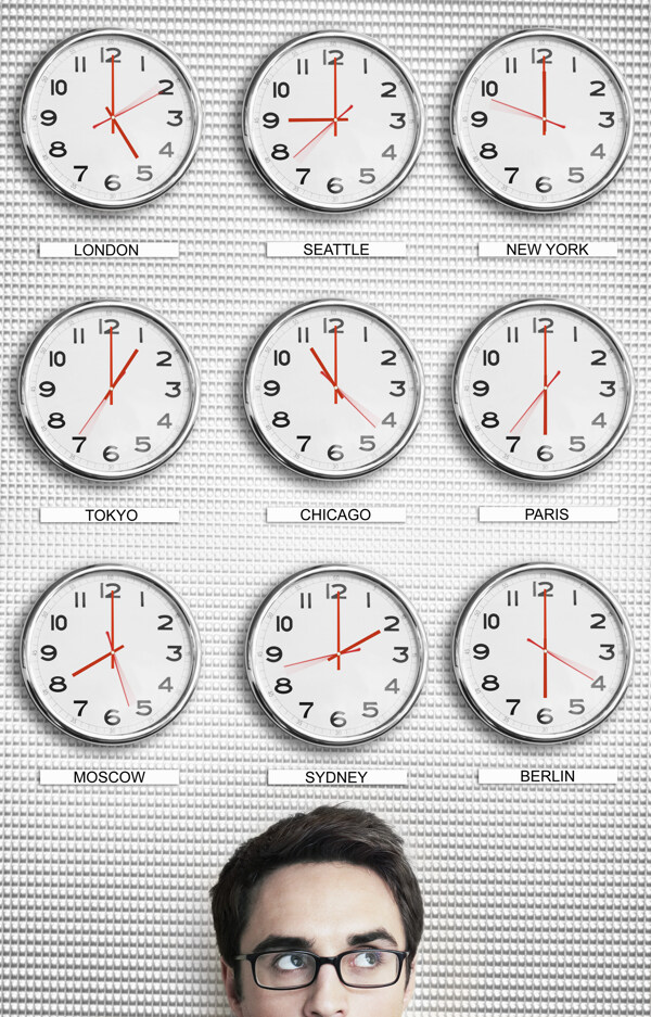 职业男性与时间钟表图片
