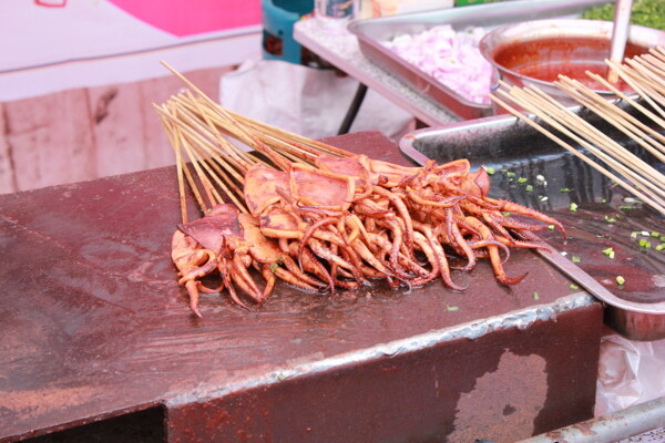 台湾美食铁板鱿鱼图片