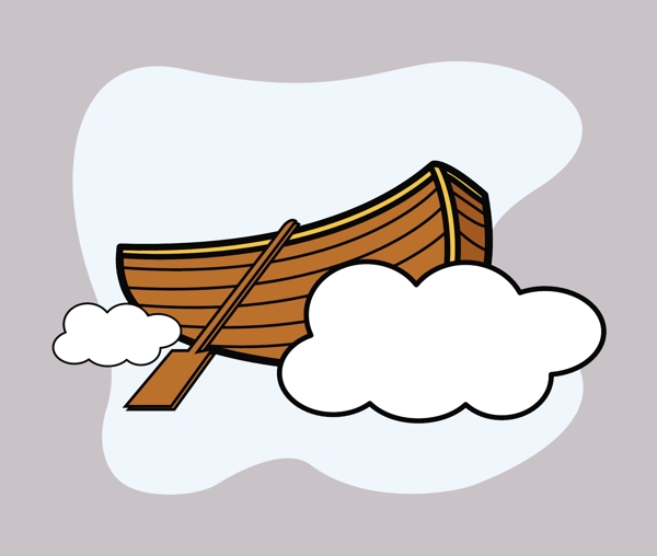 老船木浮于云矢量卡通插画
