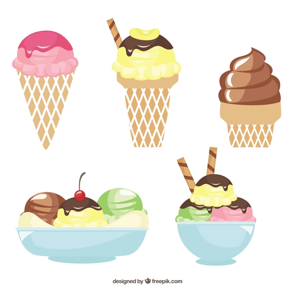 各种形状冰淇淋矢量素材