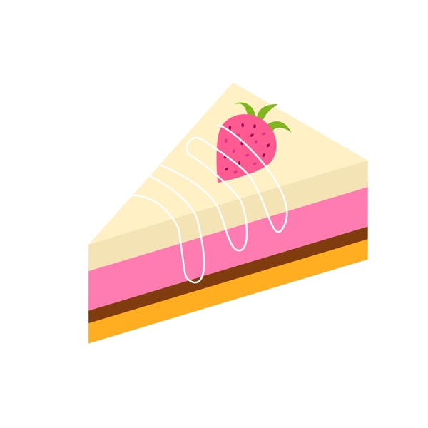手绘2.5d食物草莓蛋糕甜点可商用元素