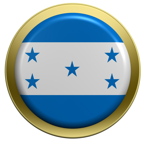 洪都拉斯国旗上的圆形按钮白色隔离