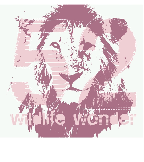 印花矢量图色彩紫红色动物狮子免费素材
