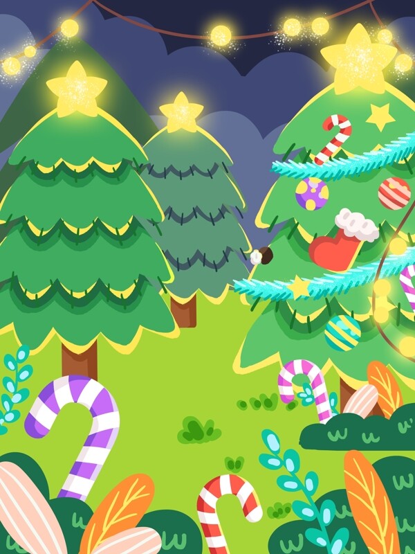 绿色圣诞树节日背景设计